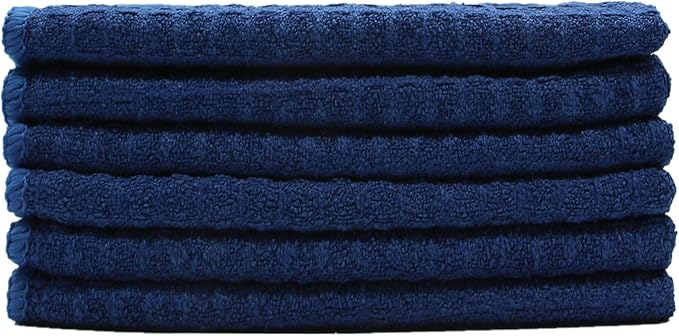 Microfiber Kitchen Cleaning Cloth Thick Dish Rags Waffle Weave Washcloths Dish Cloths Ultra Absorbent Odor Free 12inch X 12inch 6 Pack Navy Blue