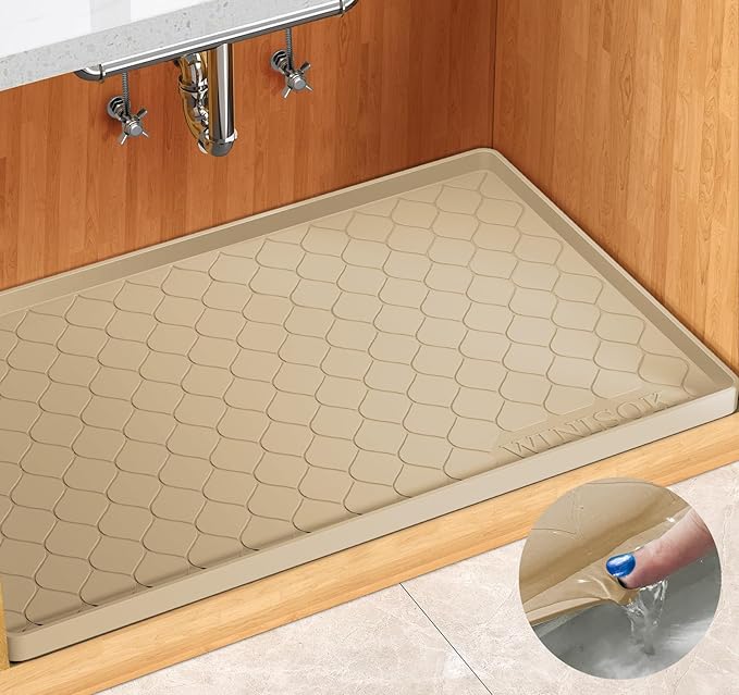 Winisok Silicone Under Sink Mat 37" x 22", kitchen Essentials and Gadgets, Shelf liner and Cabinet Protector, Home Organizers and Storage, Waterproof Bathroom Tray