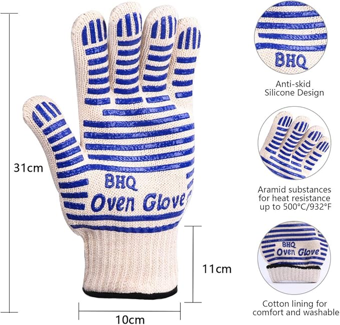 CZSYZCZS Extreme Heat Resistant Oven Gloves - 932F - Cooking Gloves for BBQ, Grilling, Baking,Cutting, Smoker Fireplace