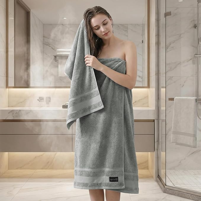 REDKISS 4 Pack Large Bath Towels Set, 100% Cotton, 31x63 in, Heavyweight 760G, Highly Absorbent & Quick Dry, Super Soft Luxury Towels for Bathroom,Hotel Collection - Gary