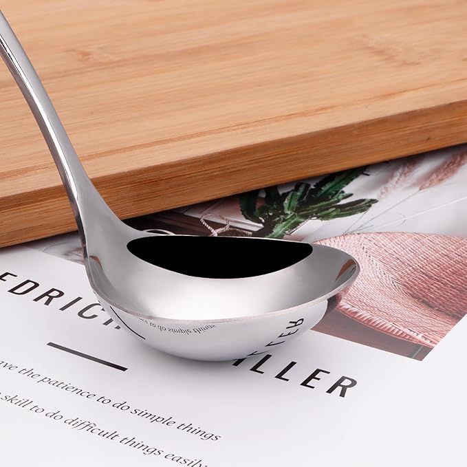 2 oz. Soup Ladles SUS304 Stainless Steel Gravy Ladle for Serving,9.5 Inch Sauce Ladel Spoon(Silver)(Set of 2)