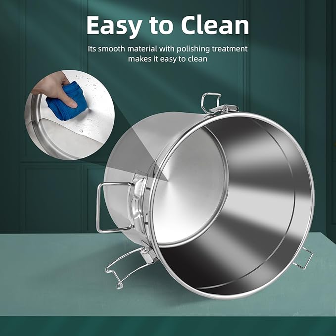 5.5Gal Stainless Steel Canister with Airtight Lid 26-35Lbs Flour Storage Containers for Kitchen Metal Rice Bucket Coffee Canister Dog Food Container Milk Can w/Handles & Sealing Buckles (21L)