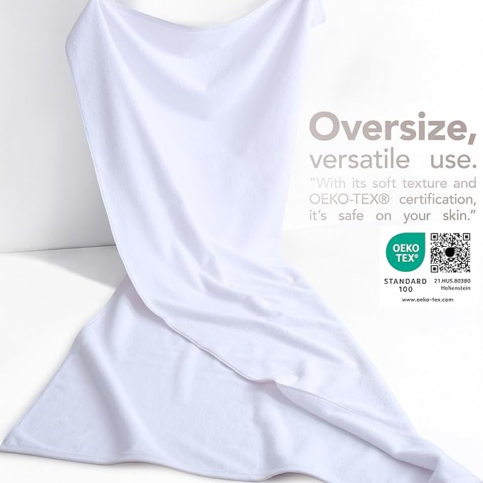 American Soft Linen 100% Cotton 600 GSM Turkish 40x80 Oversized Bath Towel Sheet, Extra Large Adult Towels for Bathroom, White Bath Sheet