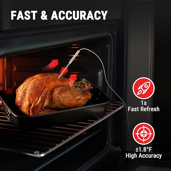 TempPro TP717 Digital Meat Thermometer, Backlit Grill Thermometer Meat Thermometer Oven Safe with 2 Meat Probes, Food Thermometer for Cooking with Temp Alert for Smoker, BBQ(Previously ThermoPro)