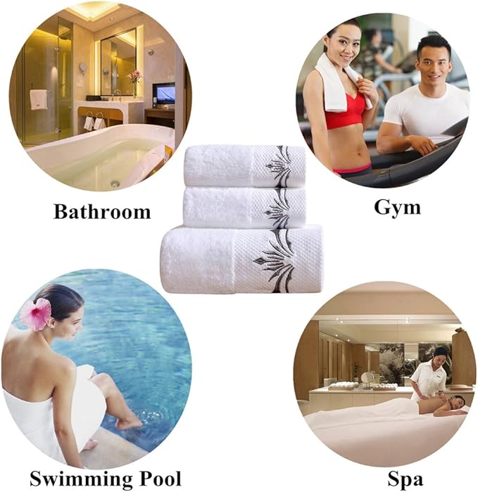 Sunshinejing Premium Cotton Towel Set 900 Gram;1 Large Bath Towels,1 Hand Towel & 1 Washcloth,Luxury Bathroom Super Soft and Highly Absorbent,Hotel & Spa Quality