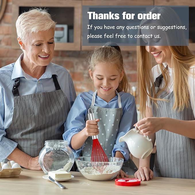 OYV Silicone Rubber Whisk,Premium Whisks For Cooking Non Scratch,Stainless Steel & Silicone Wisk For Nonstick Cookware Pans, High Heat Resistant kitchen Whisks set of 3,Red