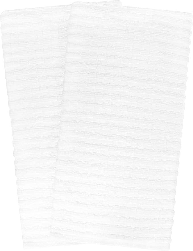 Ritz Royale Collection 100% Combed Terry Cotton, Highly Absorbent, Oversized Kitchen Towel Set, 28" x 18", 2-Pack, Solid, White