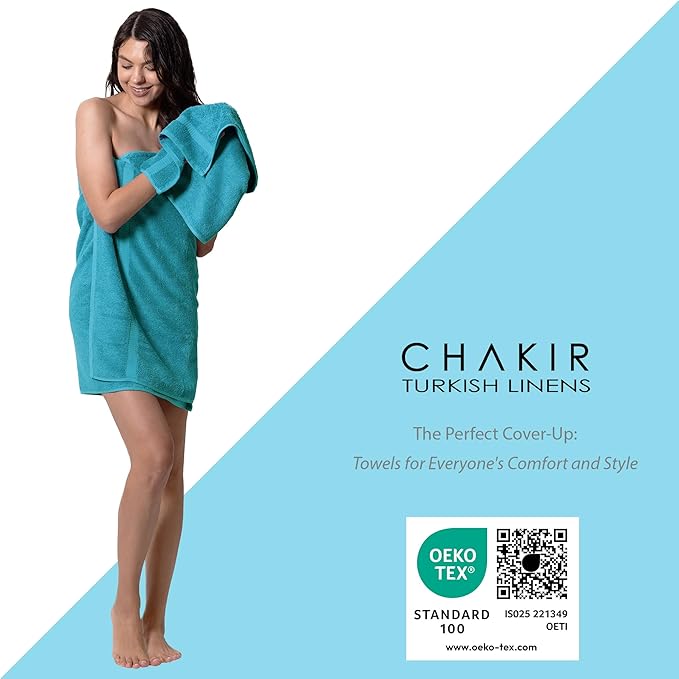 Chakir Turkish Linens | Hotel & Spa Quality 100% Cotton Premium Turkish Towels | Soft & Absorbent (3 Piece Towel Sets, Aqua)
