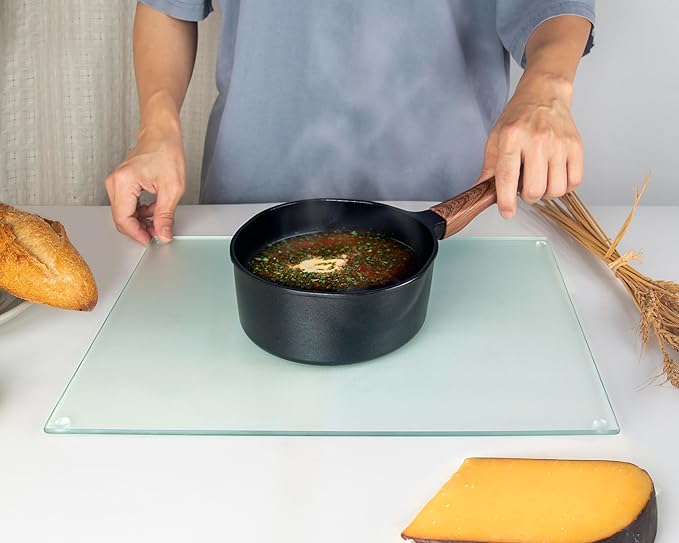 Kitchenville Glass Cutting Board 16"x12": Tempered Glass Kitchen Counter Protector - Durable- Scratch-Resistant, Heat-Proof - Design 6 - Woven Textured Design