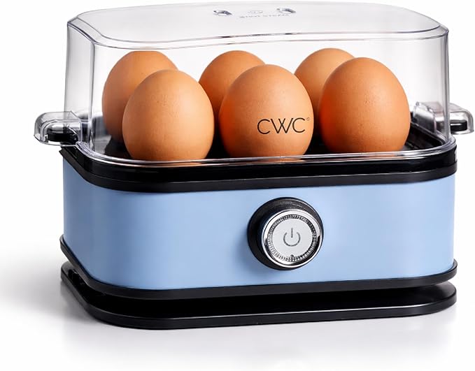 COOK WITH COLOR 6-Egg Capacity Egg Cooker – For Soft, Medium, Or Hard-Boiled Eggs, Rapid Cook Time, Auto Shut-Off & Boil-Dry Protection – Includes Tray, Measuring Cup & Lid – 210W Egg Maker, Navy