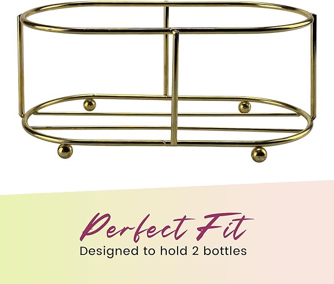 Jolitee Vintage Soap and Hand Lotion Caddy, Farmhouse Soap Caddy Decor for Soap, Dish Soap, Lotions and Liquids Soap Dispenser Set (Gold)
