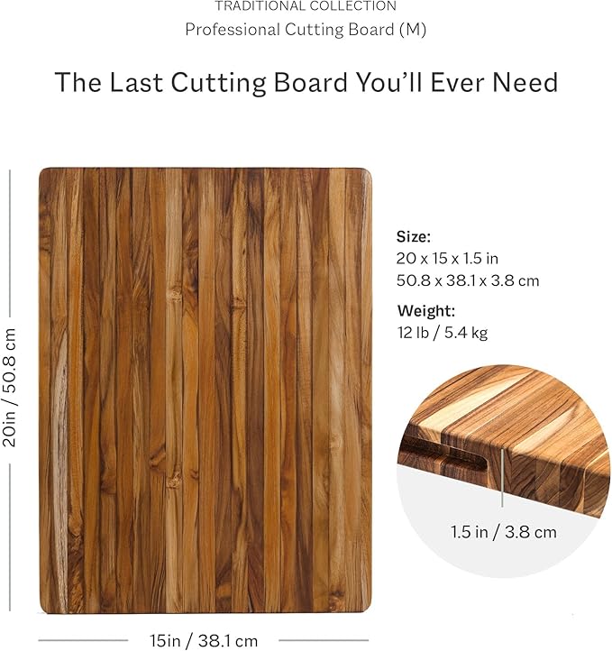 Teakhaus Cutting Board - Large (L) Wood Cutting Board with Grip Handles - Holiday Gift Ideas for Men and Women - Gift-Ready, Reversible, Edge Grain Wood, Knife Friendly - FSC Certified