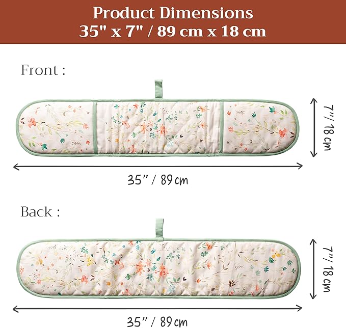 Maison d' Hermine Double Oven Mitts 100% Cotton 7"x35" Double Oven Mitt Heat Resistant BBQ Cooking Gloves with Loop Baking Grilling Gifts for Mothers Day Spring Summer (Colmar)