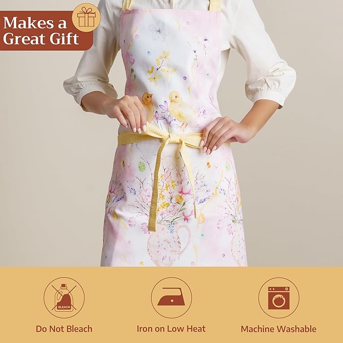 Maison d' Hermine 100% Cotton Apron for women with Pocket Kitchen Chef Apron for Men Cooking Mothers Day Gifts