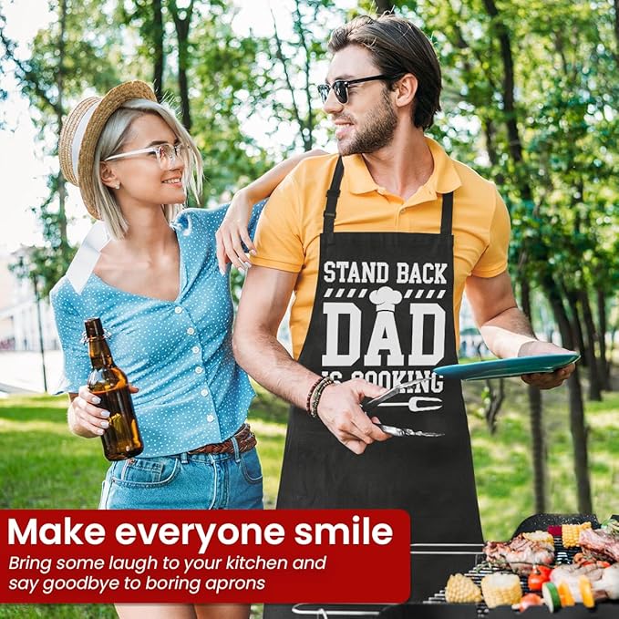 SANDJEST Funny Apron for Dad - Birthday Father’s Day Cooking Grilling Gifts for Mens