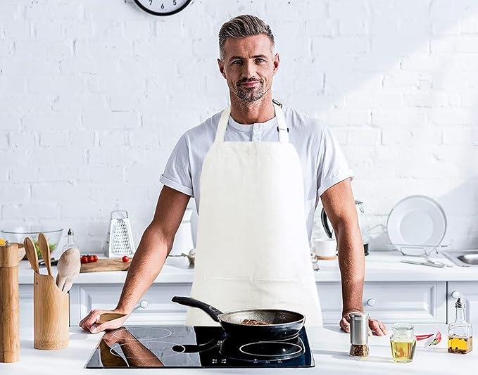 Utopia Kitchen 2 Pack Bib Apron, Adjustable with 2 Pockets, Water and Oil Resistant, Cooking Kitchen Chef Apron for Women Men
