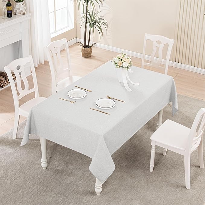 BALCONY & FALCON Rectangle Tablecloth Washable Wrinkle Resistant and Water Proof Table Cloth Decorative Linen Fabric Tablecloths for Dining Parties Kitchen Wedding and Outdoor Use (Owl Gray, 90x132)