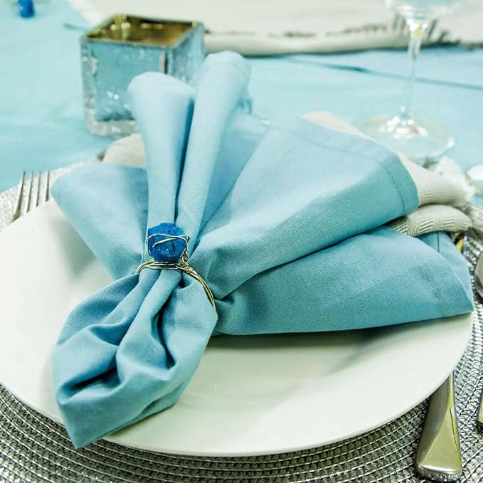 Sky Blue Cloth Napkins Set of 6, Cotton Cloth Napkins Washable Reusable, Perfect as Easter Christmas Thanksgiving Festival Holiday DinnerTable Decoration(Sky Blue)