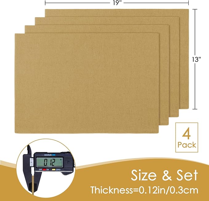 MANSPHIL Faux Linen Placemats Set of 4 Washable Fabric Cloth Place Mats Heat Resistant Double Layer Table Mats Wrinkle Free Dining Kitchen Table Decor - 13x19 Inch Oeko Tex Placemat