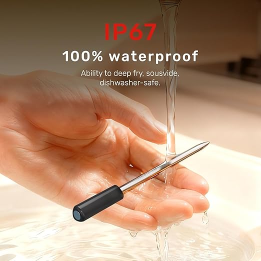 WiFi Wireless Meat Thermometer Digital, Bluetooth Meat Thermometer Wireless, Smart App Monitoring, IP67 Waterproof Meat Probe Thermometer for BBQ, Oven, Grill, Smoker (Pro)