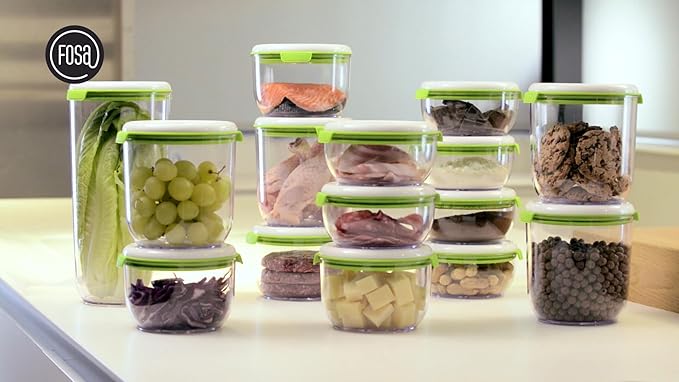 FOSA Vacuum Seal Food Storage System Reusable Container Deluxe Set with Vacuum and 10 Reusable containers