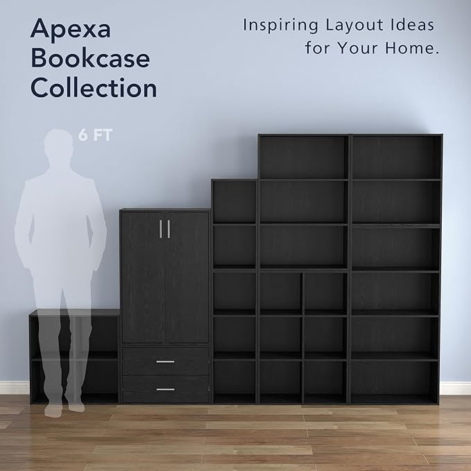 Homes: Inside + Out Apexa 2-Drawer Wooden Stackable Storage Drawers, Small Food Pantry Cabinet, Cajonera De Madera, Underbed Drawer Dorm Teen Room Decor & Bedroom, Home Office, Kitchen, Black