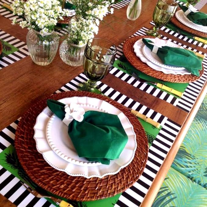 Green Cotton Cloth Napkins Set of 6, Washable Reusable for Christmas, Thanksgiving, Holiday, and Everyday Dinner Table Use (Dark Green)