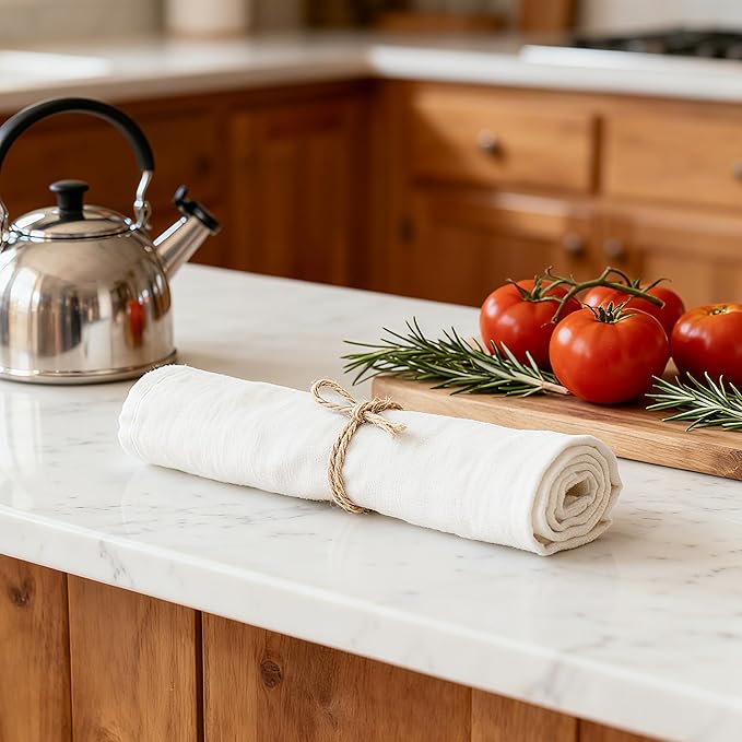 100% Pure Linen Napkins 18 x 18 Inch White - Set of 6 Pack Oversized Dinner Table Cloth Napkin, Washable for Home,Kitchen and Everyday Use