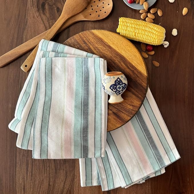 THE COVERS Premium 100% Cotton Kitchen Towels in Pastel Colors | Set of 6 Lavishly Large Towels (20.5”x30.5”) | Handy Hanging Loop for Drying | Elegantly Packaged for Gifting, with a Signature Tote