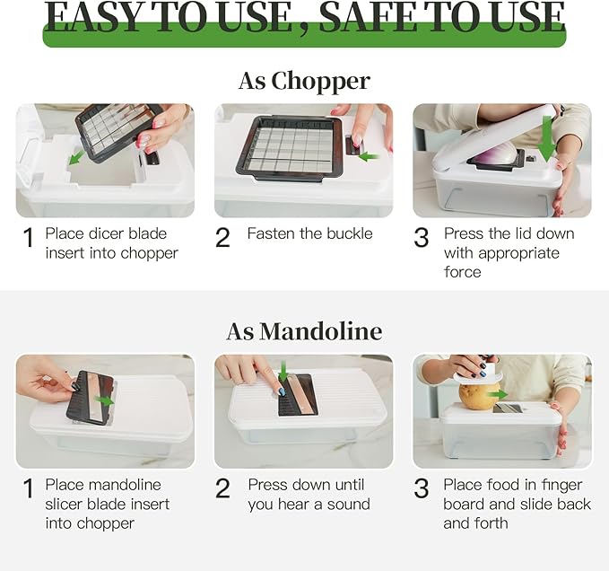 14-In-1 Chopper Vegetable Cutter with 7 Blades, Vegetable Chopper with Container and Lid, Mandoline Slicer for Kitchen, Veggie Slicer for Salad, Cheese Grater, Kitchen Gadgets Accessories Essentials