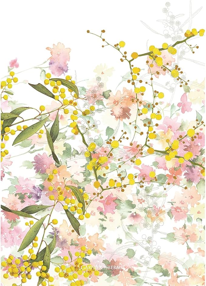 Garnier Thiebaut Minosas Floraison Kitchen Towel 20"x28", Cotton-Linen, Printed