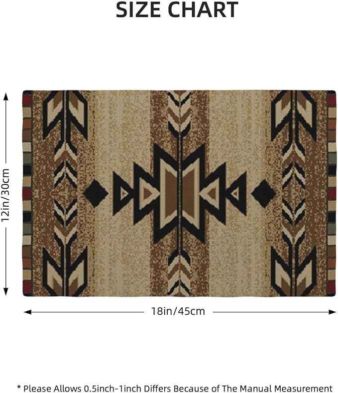 Brown Black Boho Placemats Set of 4 Rustic Aztec Western Decor Place Mats 12x18 Inch Beige Tribal Native Geometic Decorative Linen Table Mats for Home Kitchen Dining Party Table Decoration