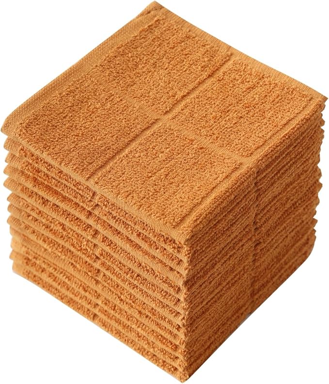 Glynniss Dishcloths Kitchen Highly Absorbent Dish Rags 100% Cotton Dish Cloths for Washing Dishes (Honey Gold)