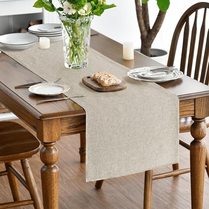 Artoid Mode Light Brown Table Runner, Seasonal Fall Washable Kitchen Dining Table Decoration for Home Party Decor 13x36 Inch
