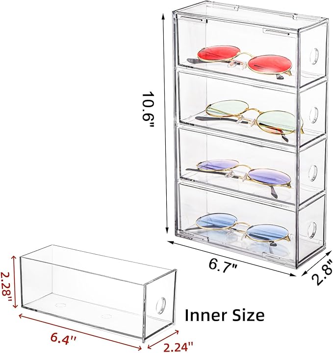 2 Pack Acrylic Storage Drawer Organizer, Dustproof Pen and Marker Storage Organizer for Desk, Clear Makeup Drawer Organizers with 8 Drawers for Art Crafts, Marker, Countertop