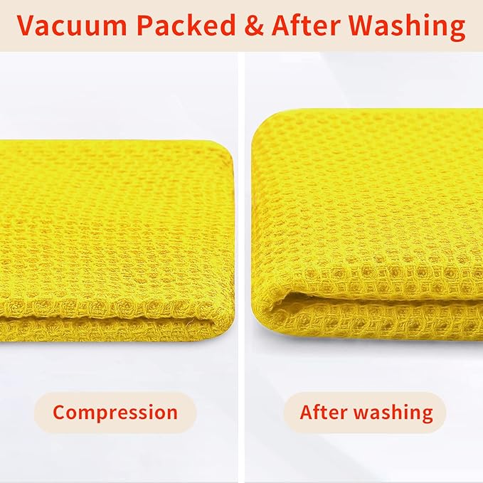 Homaxy 100% Cotton Waffle Weave Kitchen Dish Cloths, Ultra Soft Absorbent Quick Drying Dish Towels, 12 x 12 Inches, 8-Pack, Yellow