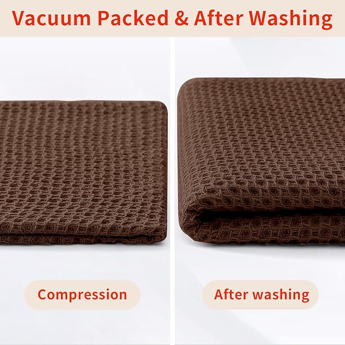 Homaxy 100% Cotton Waffle Weave Kitchen Dish Cloths, 4-Pack Ultra Soft Absorbent Dish Towels, Quick Drying Dish Rags, 12 x 12 Inches, Coffee