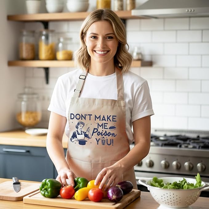 Funny Aprons for Women - Baking Gift for Women, Mothers Day Christmas Birthday Gifts, Perfect for Cooking, Bartending