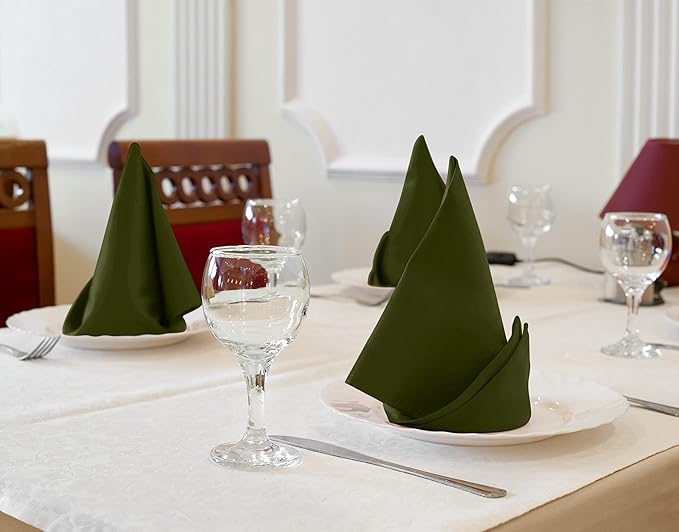 Utopia Kitchen Olive Cloth Napkins [12 Pack, 18x18 Inch] Absorbent Cotton Blend Washable and Reusable for Dinner, Restaurant, Lunch, Wedding and Hotel