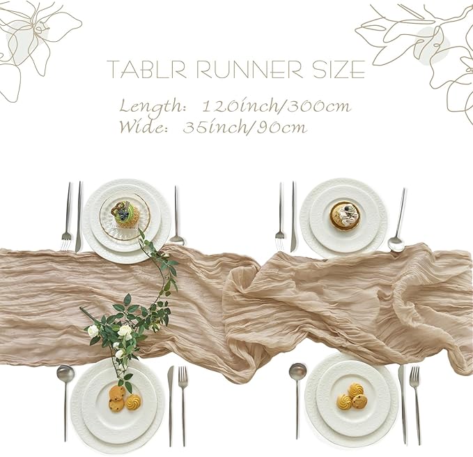 IVAPUPU 10 Pcs Cheesecloth Table Runner - 10ft Nude Spring Boho Gauze Cheese Cloth Table Runners for Baby Shower Decorations Wedding Party Summer Garden Farmhouse