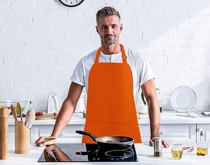 Utopia Kitchen 2 Pack Bib Apron, Adjustable with 2 Pockets, Water and Oil Resistant, Cooking Kitchen Chef Apron for Women Men