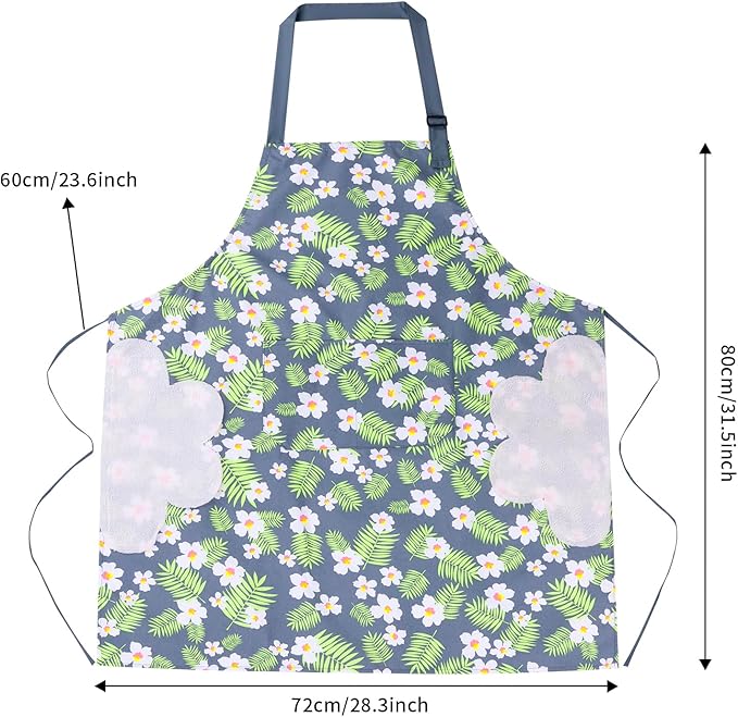 DILLMAN 2 Pack Floral Aprons with Pocket Blooming Womens Waterproof Adjustable Cooking Aprons Kitchen Gardening Salon