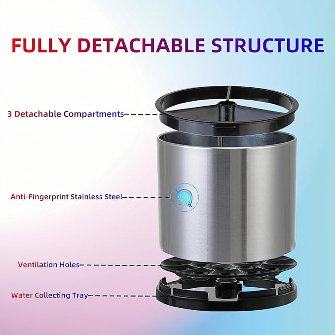 LIBODOUR Kitchen Utensil Holder Extra Large 360°Rotating For Counter Organizer Stainless Steel Storage Cooking Silverware Caddy 3 Compartment Flatware Spoon Spatula Tool Cutlery Container