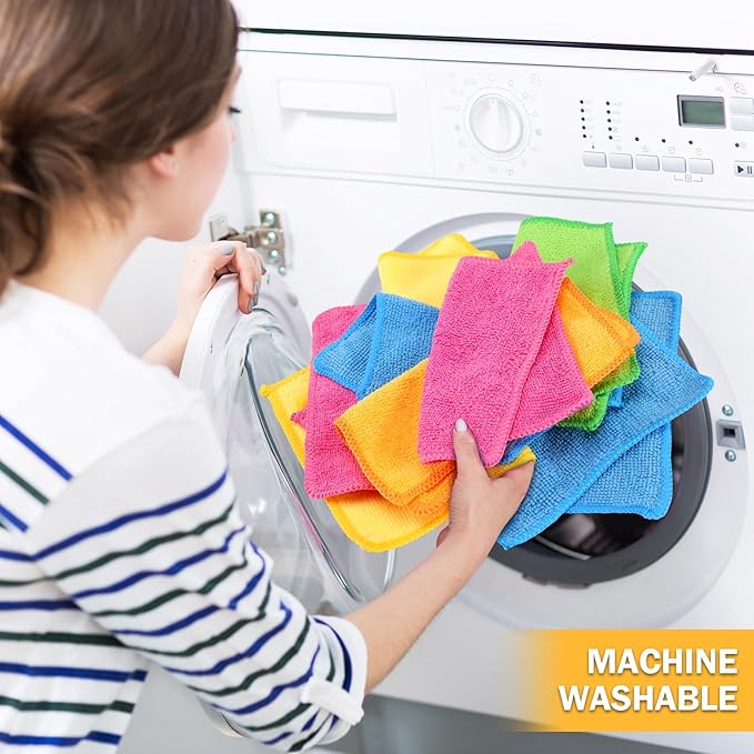 Tanlade Cleaning Cloth Dry Erase Cloth Cleaning Rags Reasonable Kitchen Towels Microfiber Towels Cars Wash(6 x 6 Inch,Green/Blue/Yellow/Pink/Orange,50 Pcs)