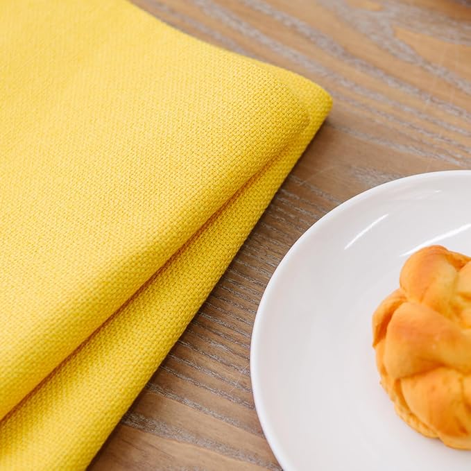 4 Piece Soft Handmade Faux Linen Place Mats Heat Resistant Dining Table Place Mats Kitchen Table Mats 12x18 Yellow