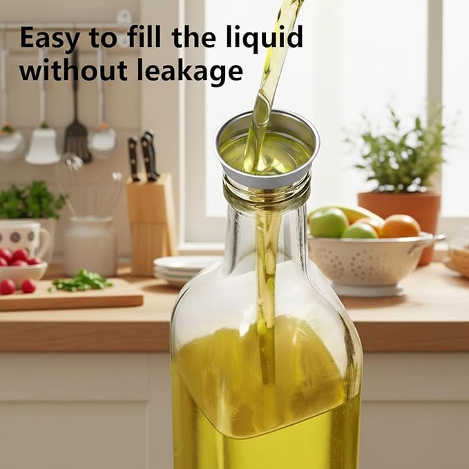 WERTIOO Olive Oil Dispenser Bottle, 2 Pack 17oz Oil and Vinegar Dispenser Set Clear Oil Bottles Container for Kitchen with 4 Spout, Funnel & Pen and Labels