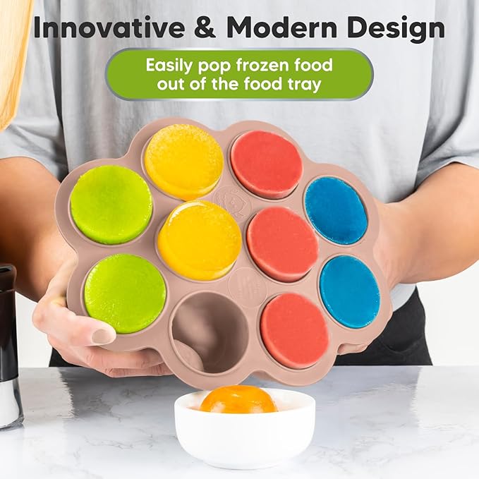 KeaBabies Silicone Food Freezer Trays with Lid, 2oz x 10 Pods Baby Food Storage Containers, Easy Puree Meal Prep, Breast Milk Silicone Freezer Molds, Dishwasher, Microwave Safe, BPA-Free Tray (Dusk)