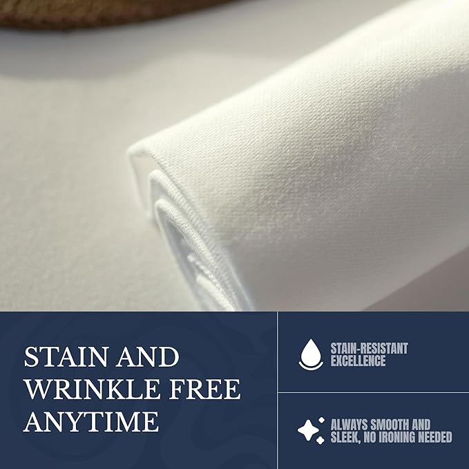 Wealuxe White Cloth Napkins Set of 24 - 17x17 Inches, 220 GSM Thick and Durable 100% Polyester Napkins, Stain and Wrinkle Free Dinner Napkins Cloth Washable, Soft