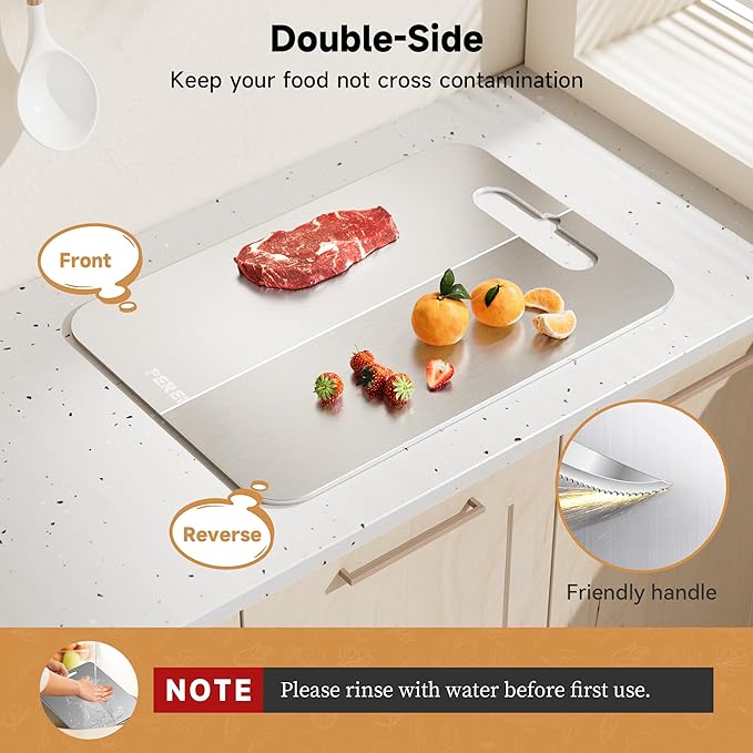 Titanium Cutting Board for Kitchen Set of 3, Cutting Board Double Sided Food Grade, 2026 Upgrade Chopping Boards with Handle for Meats, Fruits, Vegetables, Dishwasher Safe, Ideas Gifts for Mothers Day