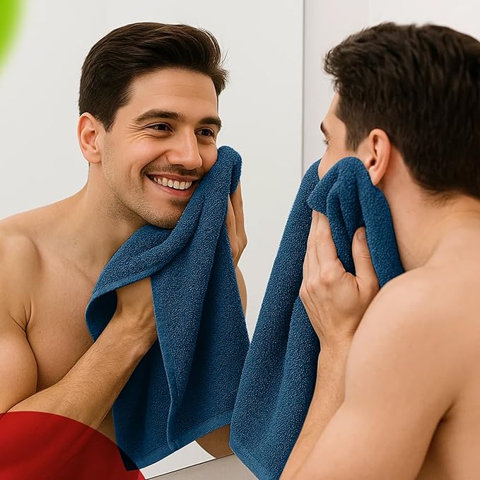 RIVERSIDE 6 Pack Premium Hand Towels Set, 16x28 inches, 100% Ring Spun Cotton, 600 GSM, Soft, Quick Dry and Highly Absorbent, Towels for Bathroom, Kitchen, Gym, Spa - Navy Blue